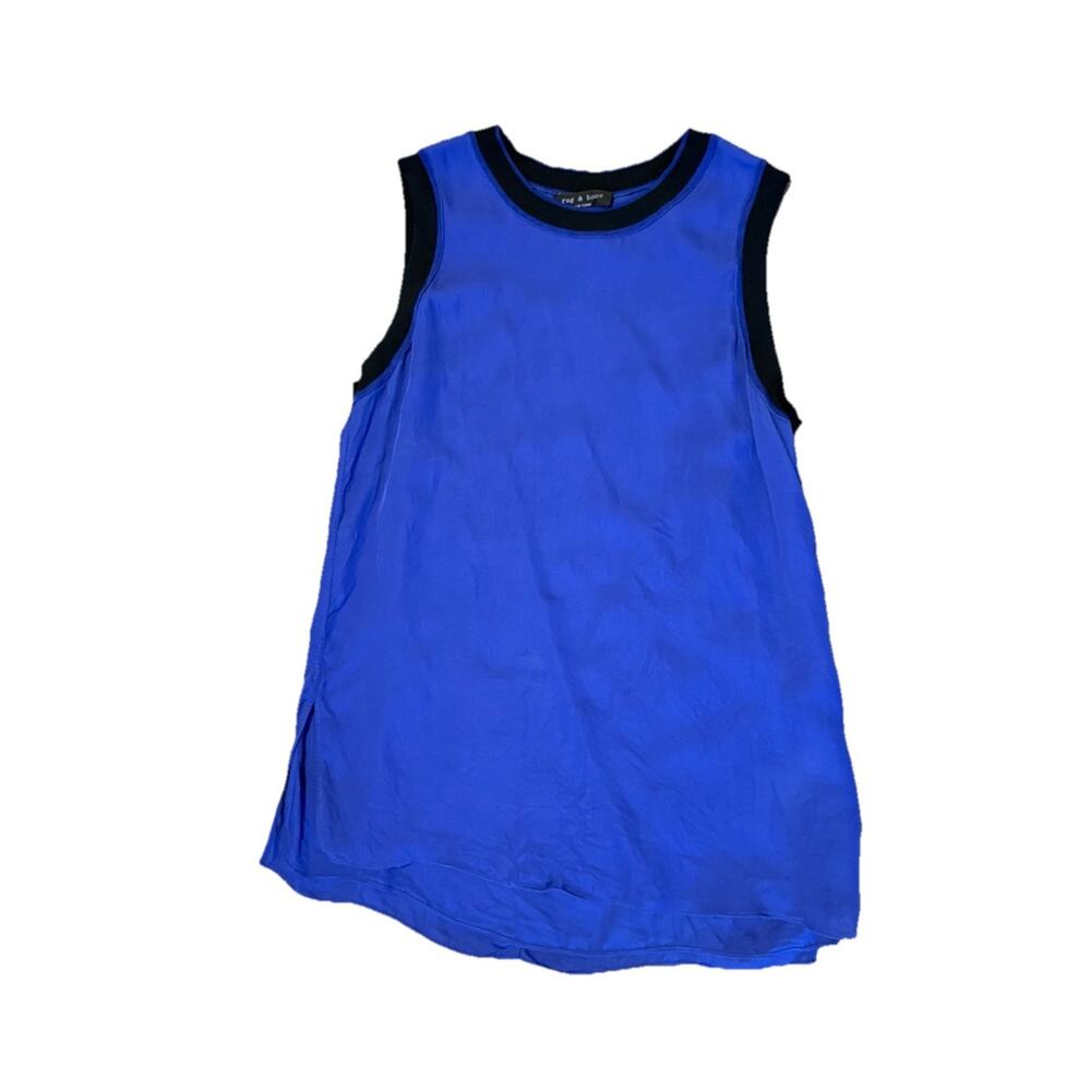 Rag & Bone Silk Ringer Tank Top Size Small Purple Black Blouse Sleeveless